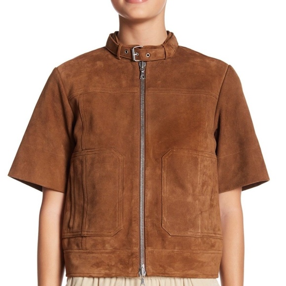 Theory Lavzine Suede Leather Short Sleeve Jacket - Picture 2 of 3